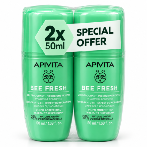 APIVITA BEE FRESH DEODORANT ROLL ON 50ML X2 SPECIAL OFFER