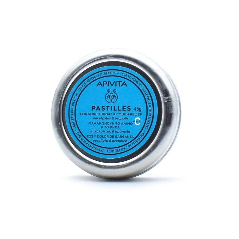 Apivita Pastilles For Sore Throat & Cough Relief Eucalyptus & Propolis 45g