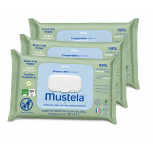 Mustela Cleansing Wipes Normal Skin 2 + 1 Offer (Green)